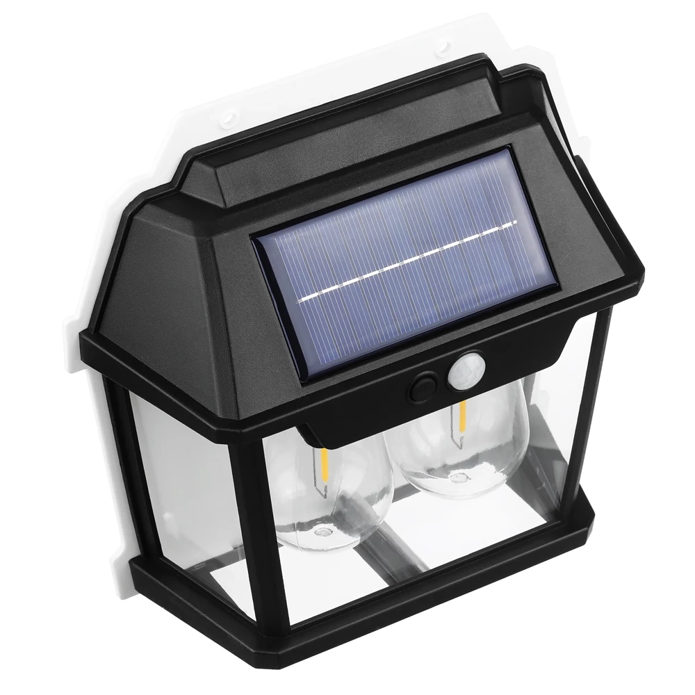 AKCE - Solární nástěnné světlo 2 LED s detektorem pohybu RETRO 28W 1800mAh 600LM 120°