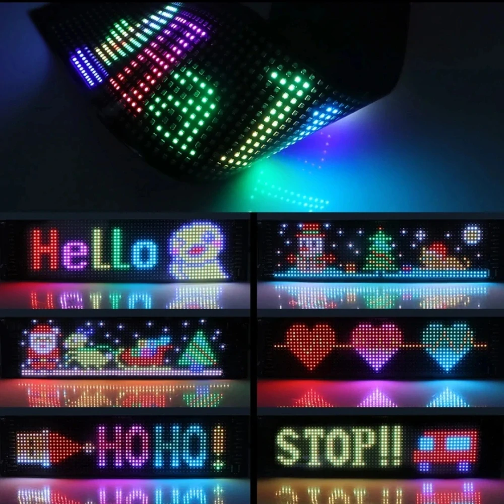 Flexibilní LED USB panel 348x102mm s vlastním textovým animačním vzorem + iOS a Android s Bluetooth