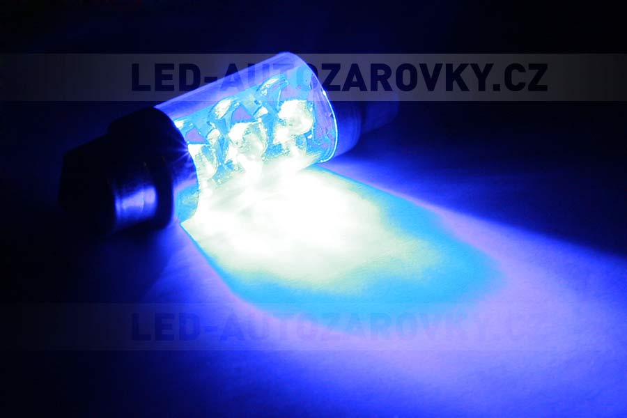 Sufitka modrá, 6 LED, 39mm, 1ks 