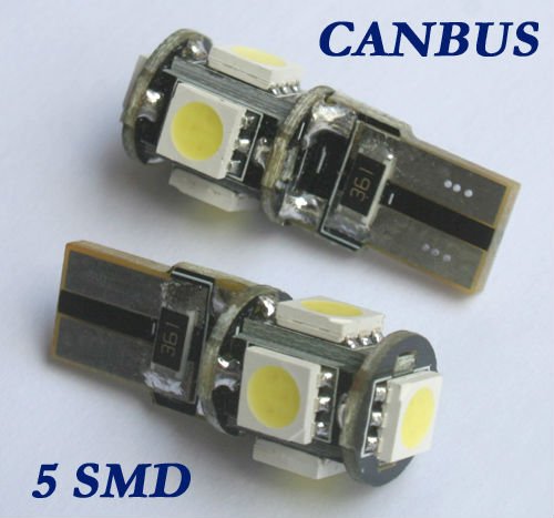 CAN-BUS bílá parkovací žárovka  T10 (W5W) - 5xSMD, 1ks