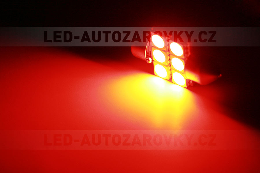 Sufitka červená - Super Light, 6 SMD LED, 31mm