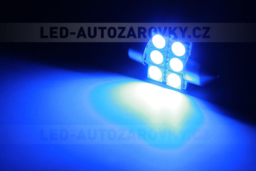 Sufitka modrá - Super Light, 6 SMD LED, 31mm