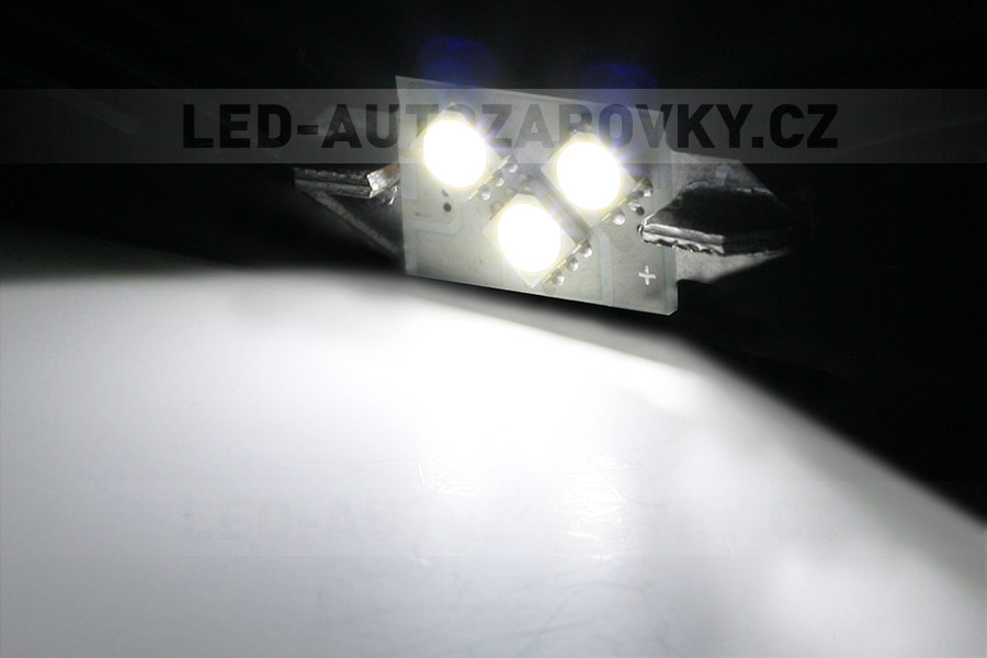 VÝPRODEJ: CAN-BUS sufitka bílá - Super Light, 3x SMD LED TRIANGLE, 36mm, 1ks