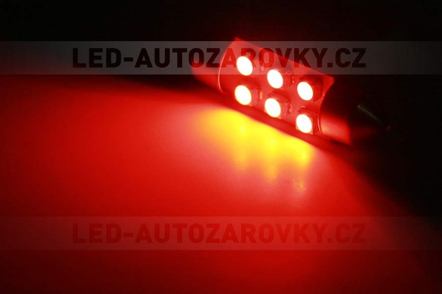 Sufitka červená - Super 6xSMD LED, 39mm