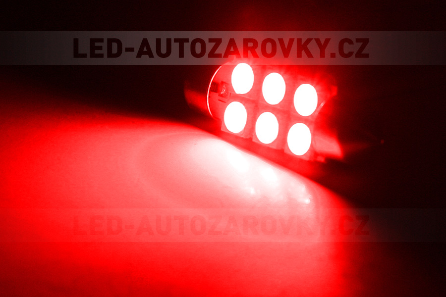 Sufitka červená - Super 6xSMD LED SINGLE, 39mm