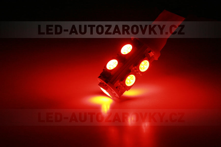 LED T10 - 9 x LED SMD ČERVENÉ - bezpaticové, 1ks