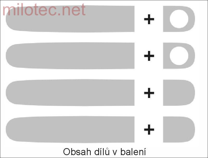 Kryty klik plné, stříbrné matné (4+4ks dva zámky) - Škoda Octavia II.