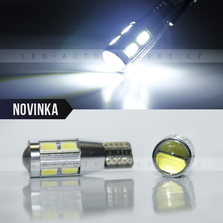 Parkovací světlo T10 (W5W) - 10xSMD, CANBUS, bezpaticové, bílé 1ks