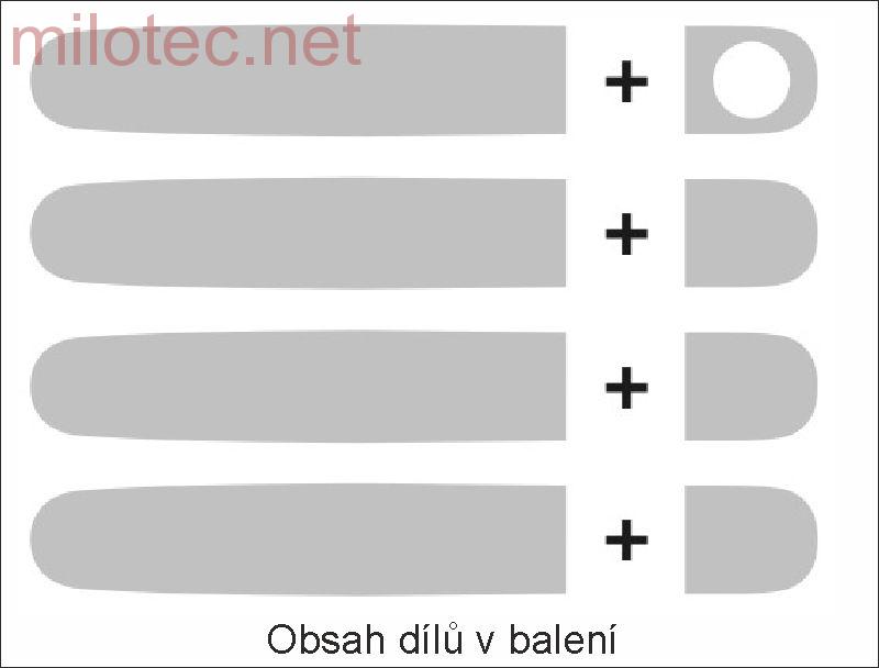 Kryty klik plné, stříbrné matné (4+4ks jeden zámek) - Škoda Fabia II.