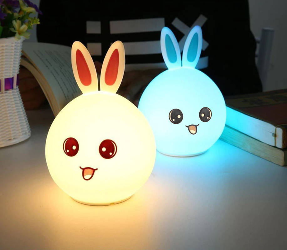 Silikonová LED RGB 3W noční lampička, králíček