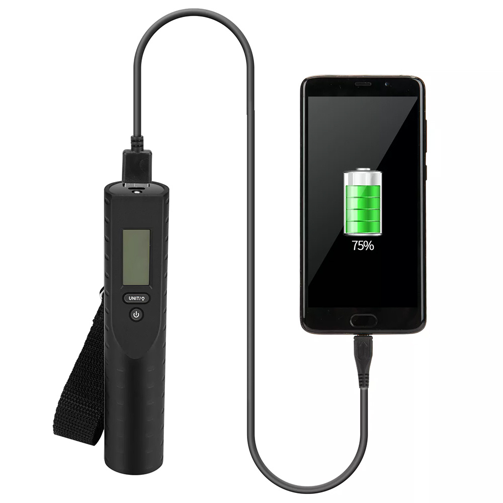 Digitální váha na zavazadla, 3000mAh powerbanka, baterka, teploměr, do 50kg ±10g