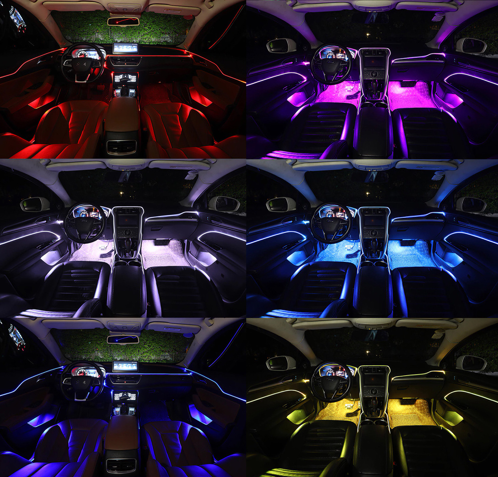 Ambientní LED RGB osvětlení do auta, iOS a Android s Bluetooth, 8m, 12V