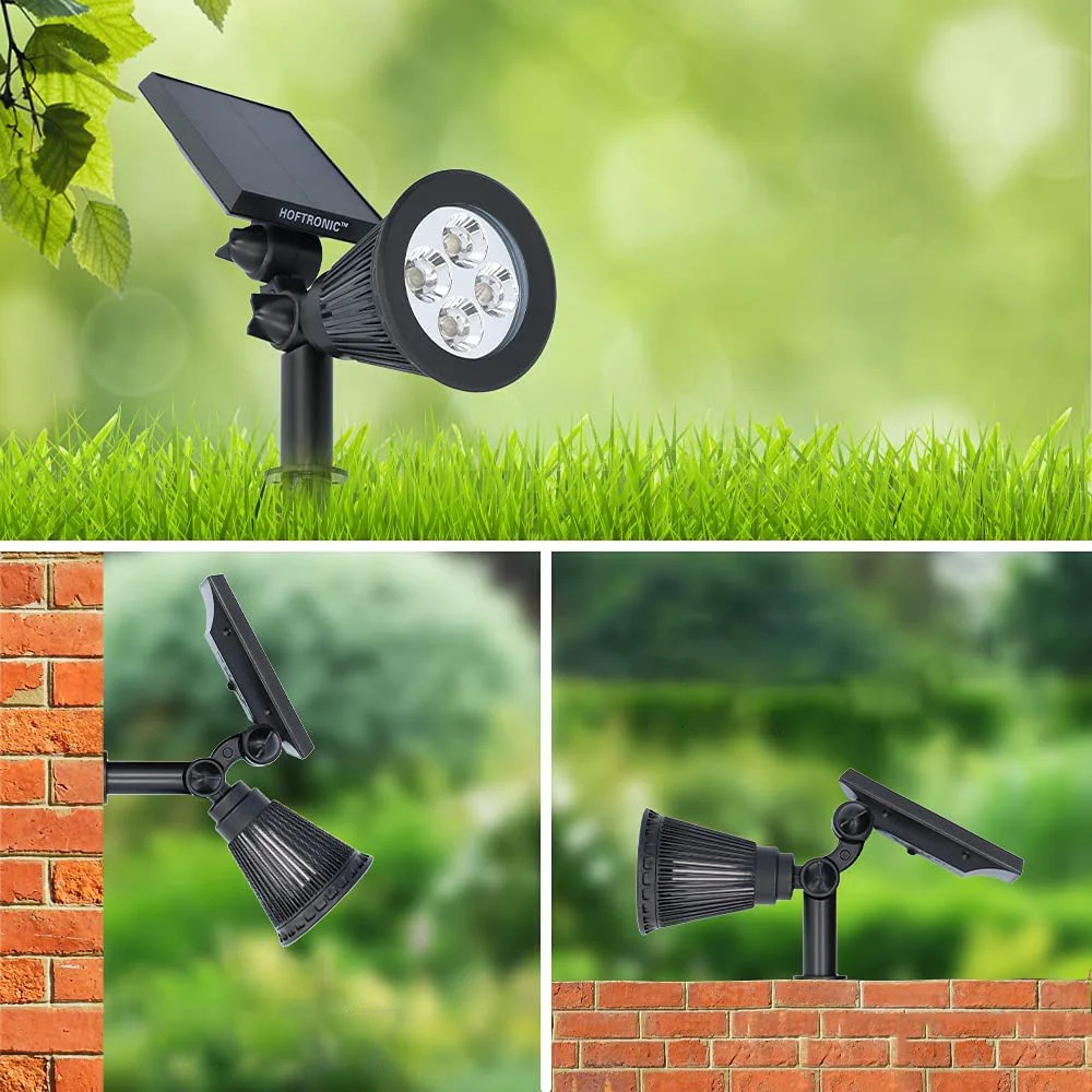 LED solární zahradní světlo - SPOT reflektor 250lm 2200mAh 4 LED studená bílá
