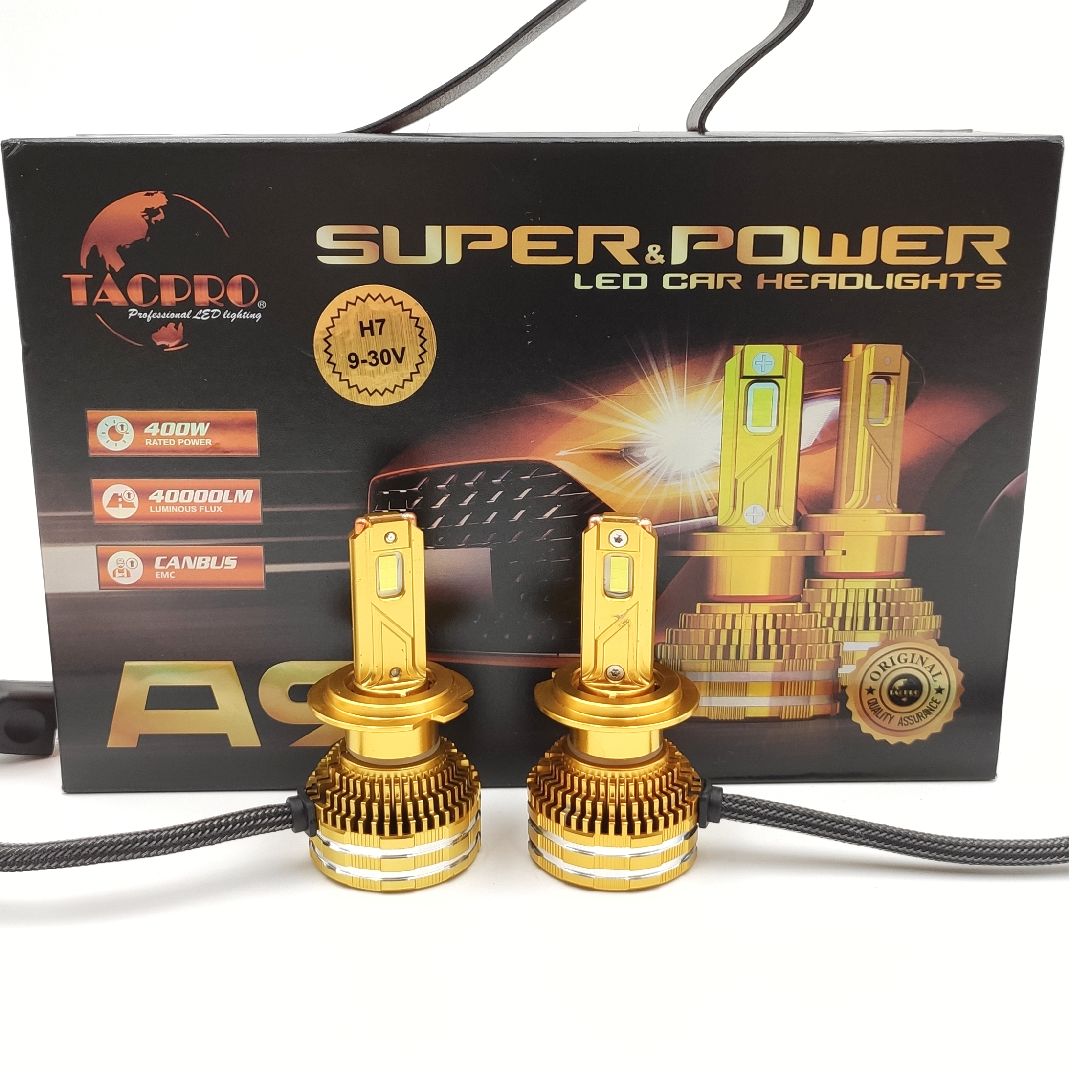 LED autožárovky H7 A9 COB canbus 40000lm 2x200W 6000K, sada 2ks