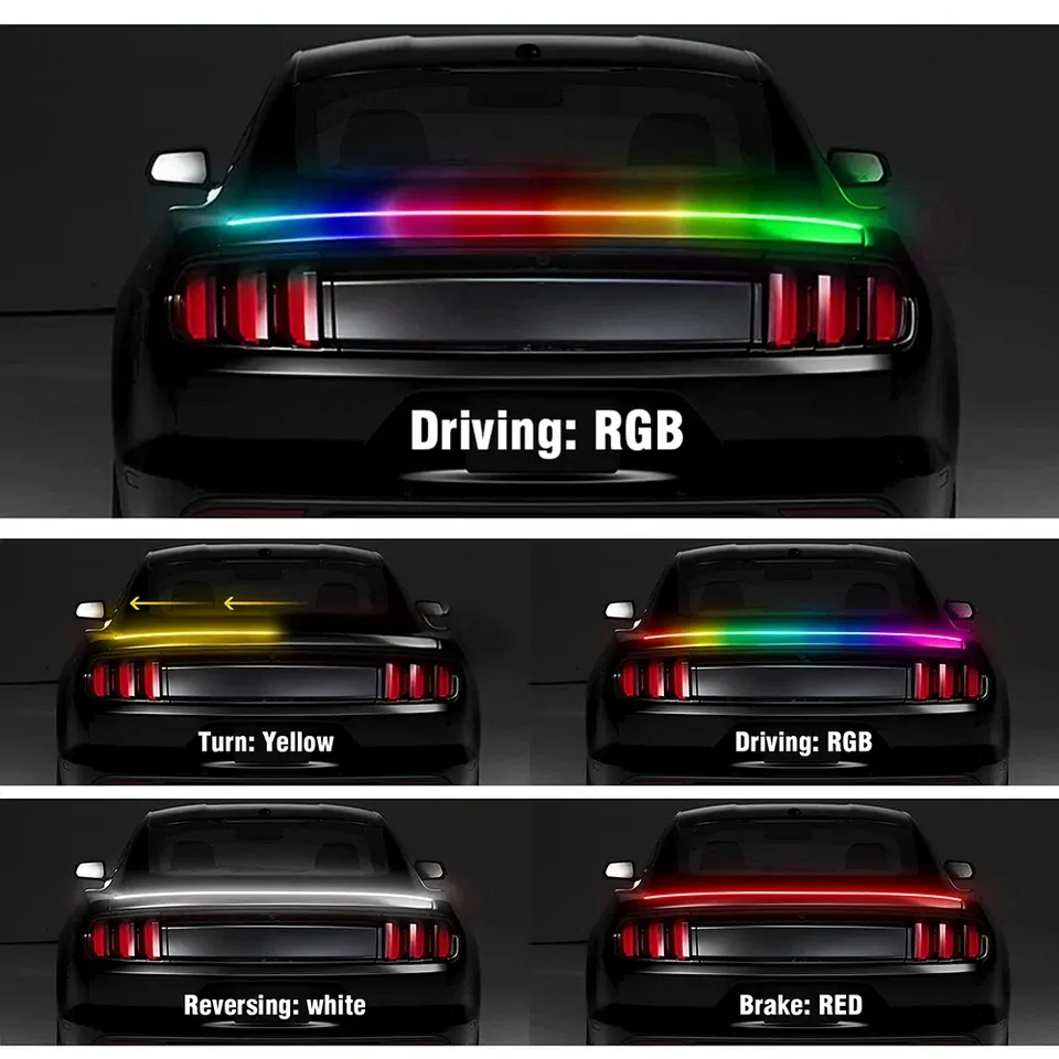 LED RGB pásek na spoiler, brzdové světlo, carbon 120cm