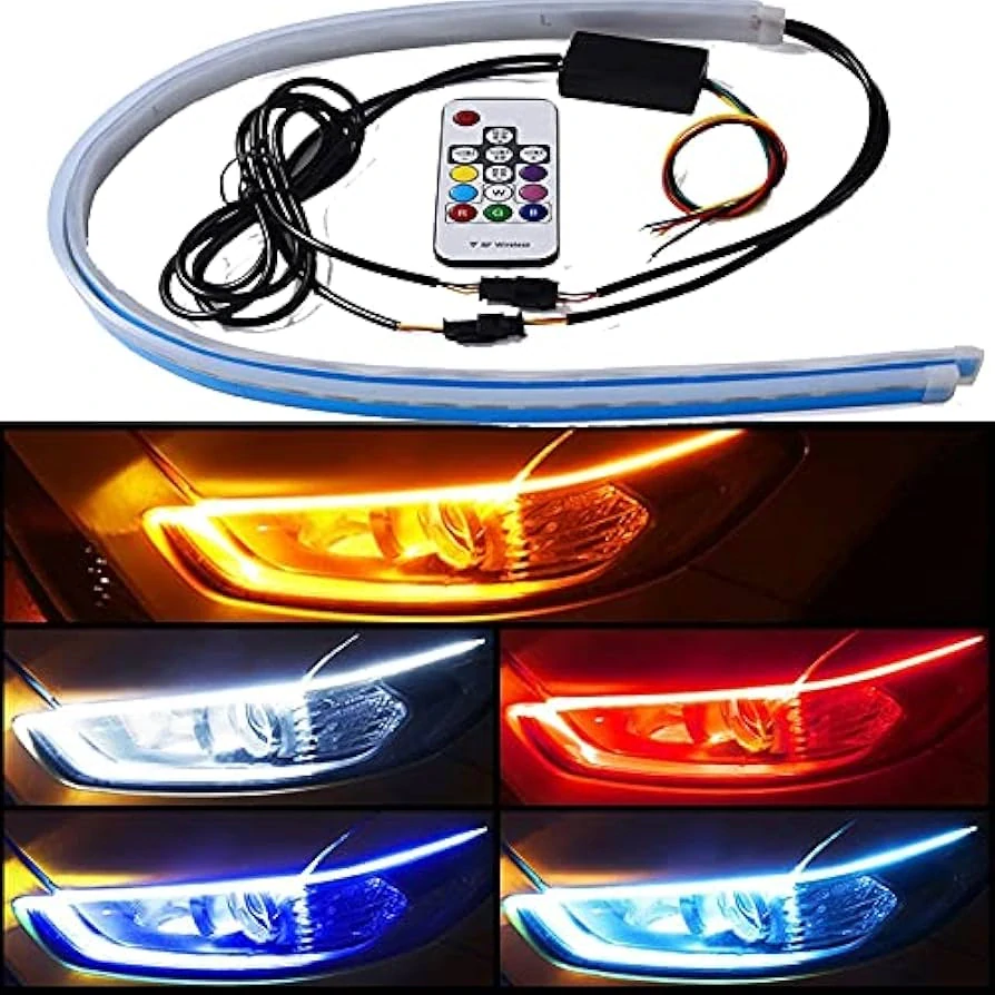 Flexibilní RGB LED pásek s DO ovládáním, sekvenční světlo 2x45cm, DRL denní svícení