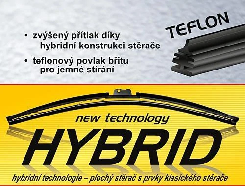 VÝPRODEJ: Stěrač HYBRID 380mm + 11 adaptérů TEFLON 