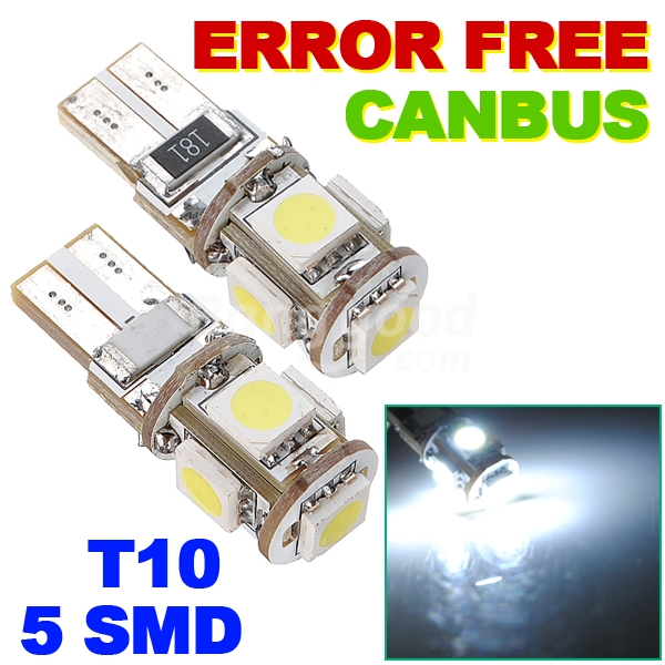CAN-BUS bílá parkovací žárovka  T10 (W5W) - 5xSMD, 1ks