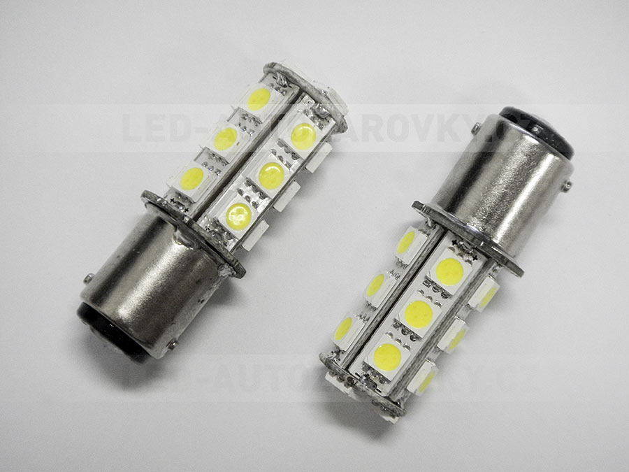 Oranžová LED SMD žárovka s paticí BA15D, dvoupólová, 18ks supersvítivých SMD