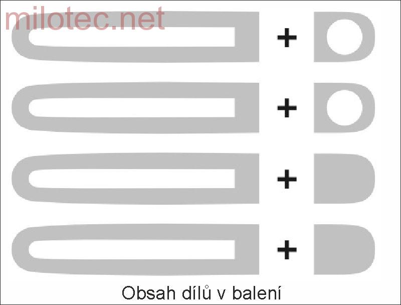 Kryty klik - oválný otvor, stříbrné matné (4+4ks dva zámky) - Škoda Octavia I.