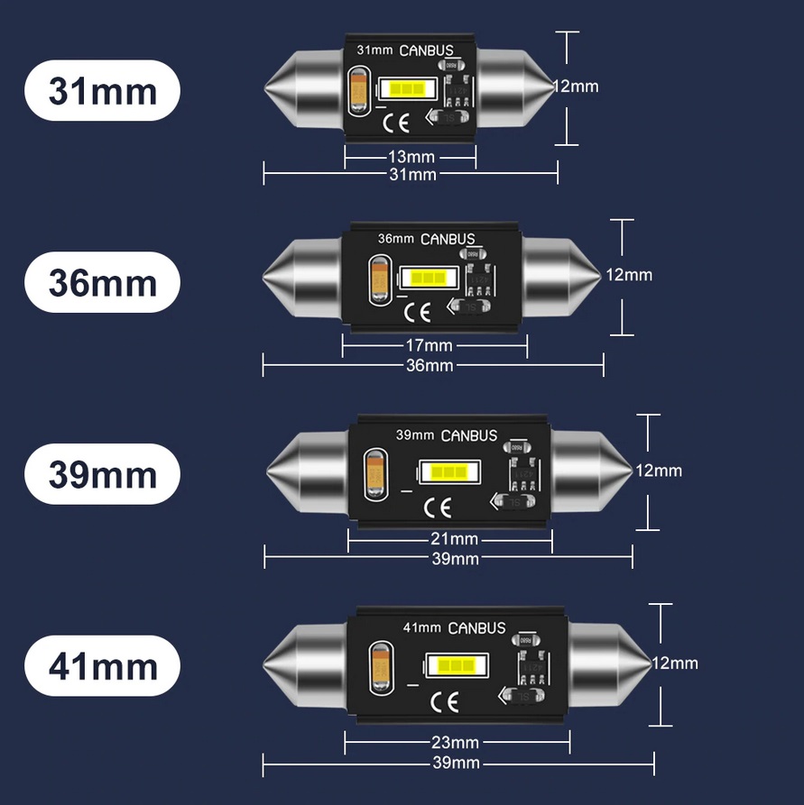 CANBUS sufitka bílá, 3xCSP čip, 31mm, 1ks