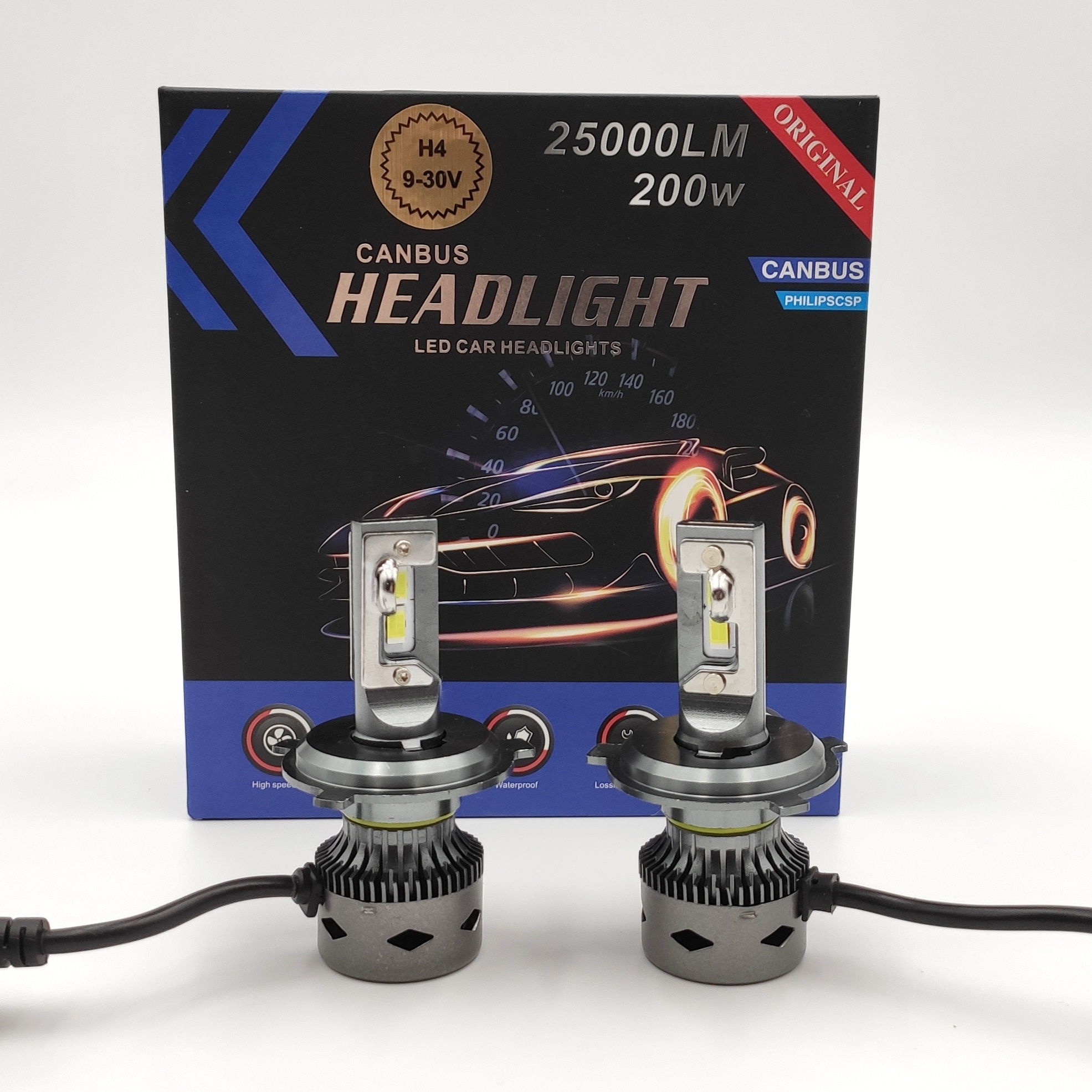 LED autožárovka H4 6000K 15000lm 2x100W cree canbus, sada 2ks
