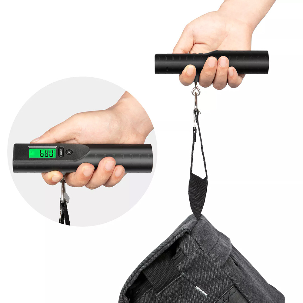 Digitální váha na zavazadla, 3000mAh powerbanka, baterka, teploměr, do 50kg ±10g