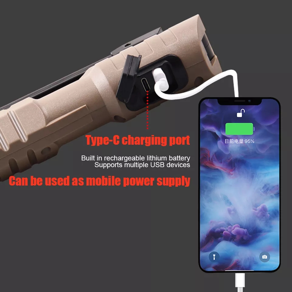 LED USB svítilna - baterka skládací COB XPE LED 15W 1500lm 1200mAh, 7 režimů svícení, s powerbankou