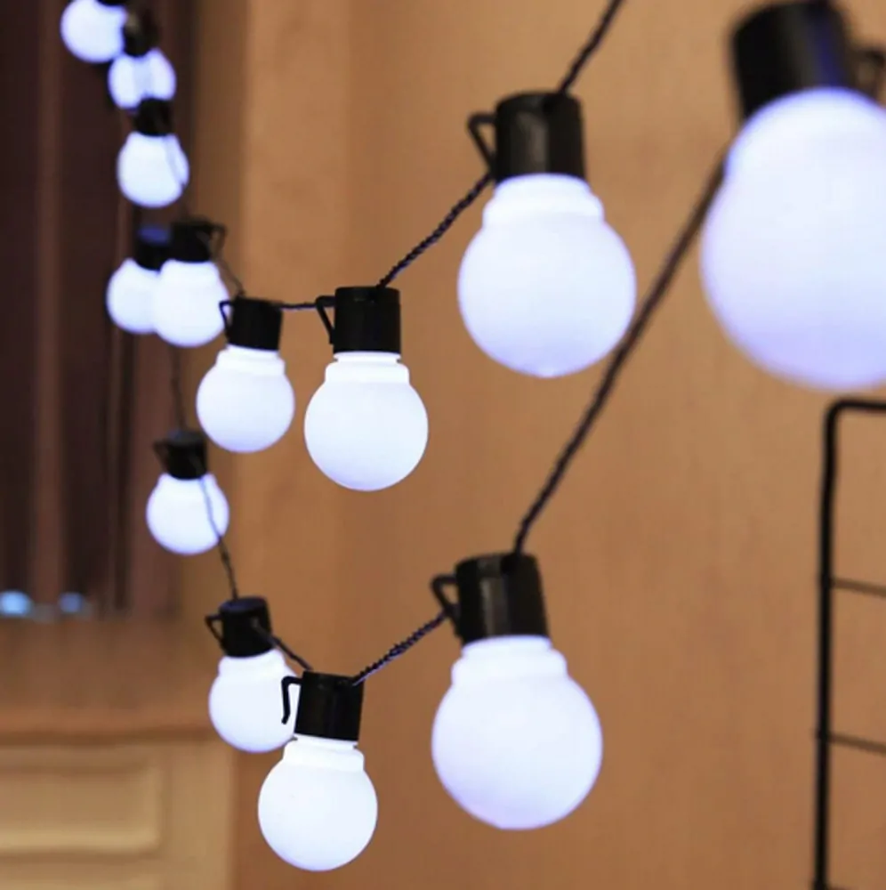 LED solární zahradní girlanda 10 LED žárovek, 5m teplá bílá