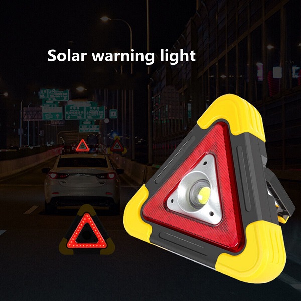 LED svítilna - baterka, LED výstražný trojúhelník s powerbankou a solárním panelem