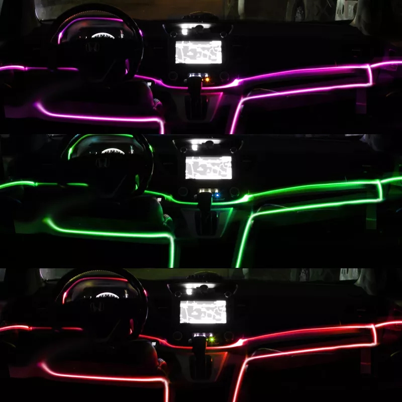 Ambientní LED RGB USB osvětlení do auta, 3m 12V dálkový ovladač