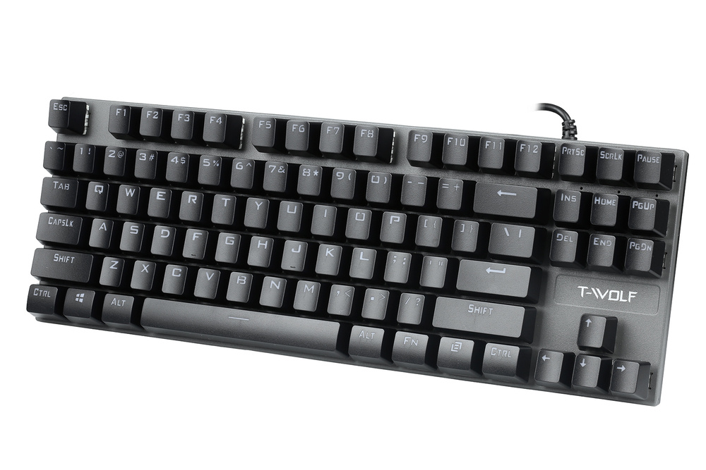 Herní mechanická klávesnice s RGB LED podsvícením, TKL bez numeriky, modré spínače