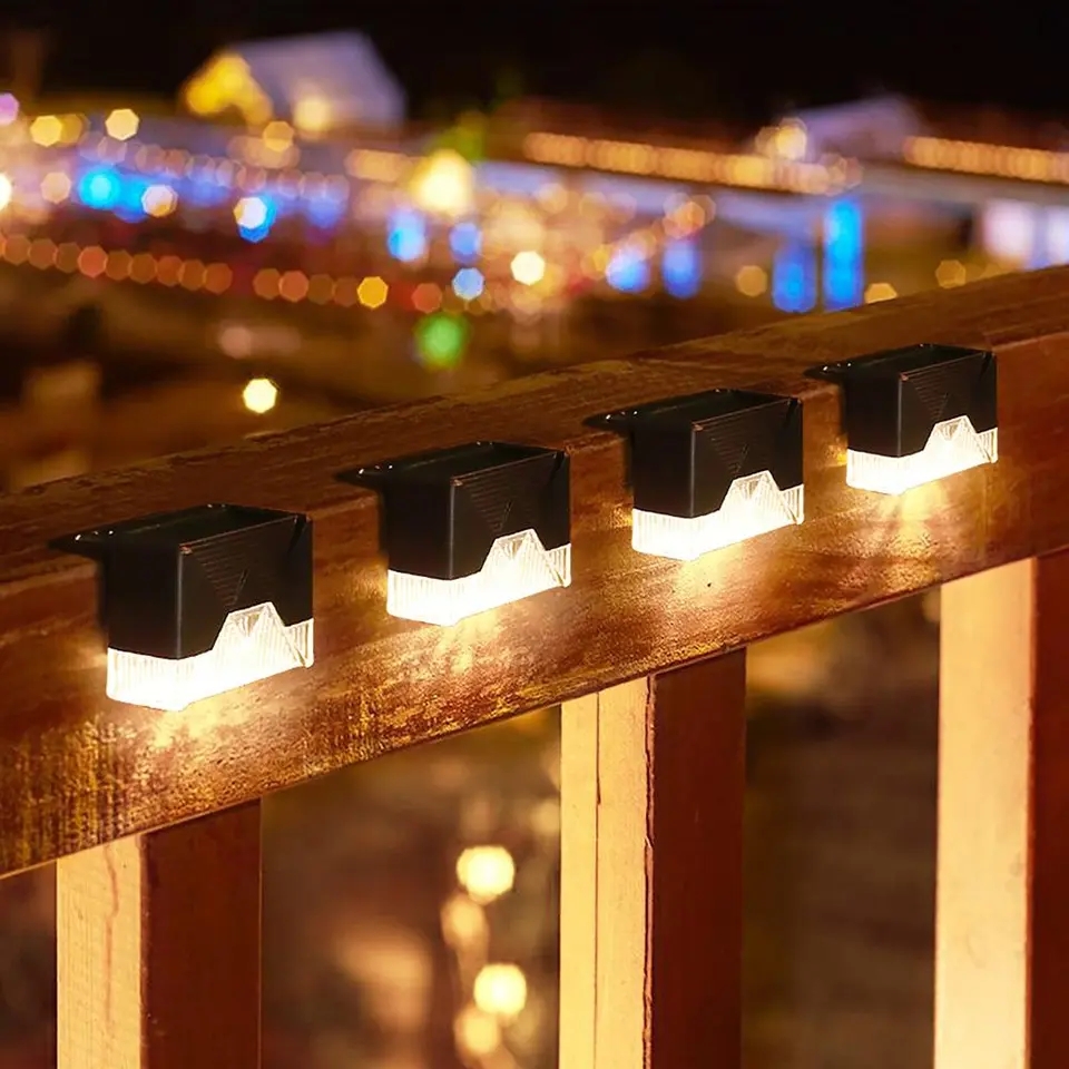 LED solární venkovní světlo na schody, zábradlí nebo zídky, barva studená bílá, sada 4ks