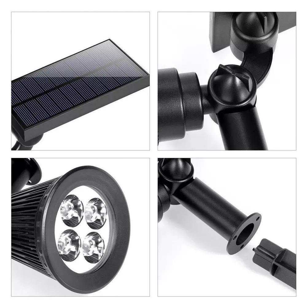 LED solární zahradní světlo - SPOT reflektor 250lm 2200mAh 4 LED studená bílá