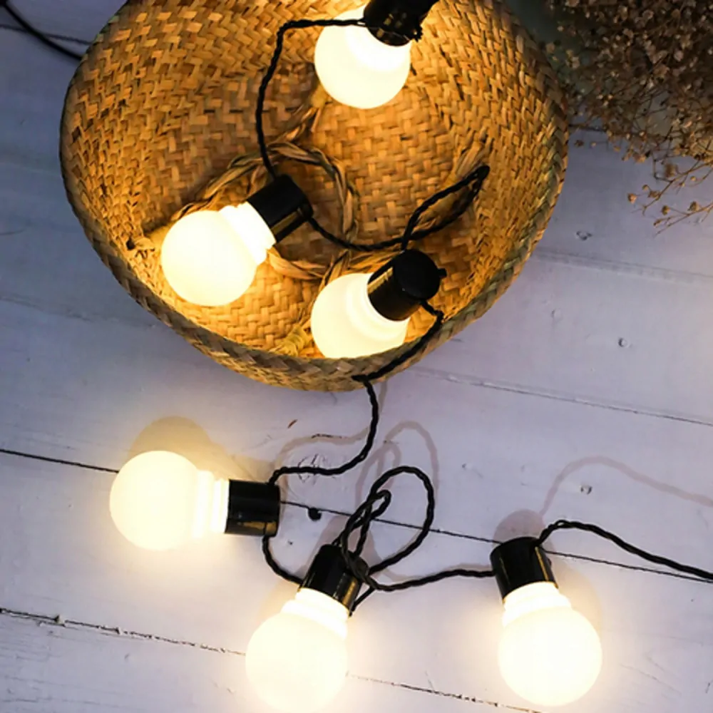 LED solární zahradní girlanda 10 LED žárovek, 5m teplá bílá