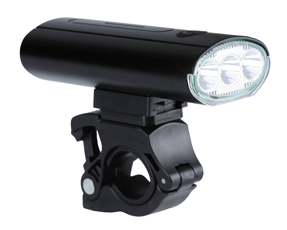 LED USB PREMIUM přední světlo na kolo, 3x XM-L T6 CREE LED, 750lm, 6 režimů svícení, baterie 3000mAh, hliník, s powerbankou