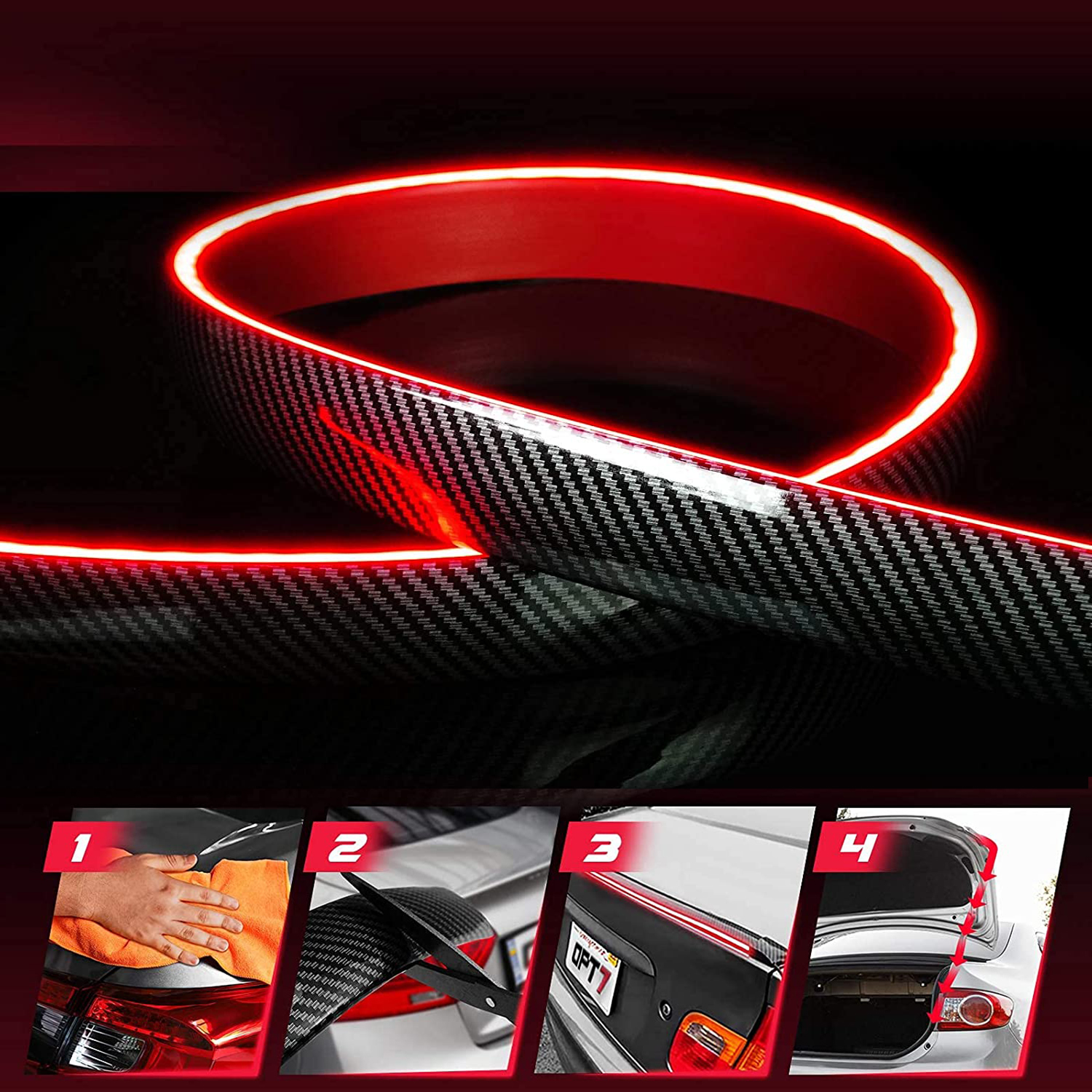 LED pásek na spoiler, brzdové světlo, carbon 120cm