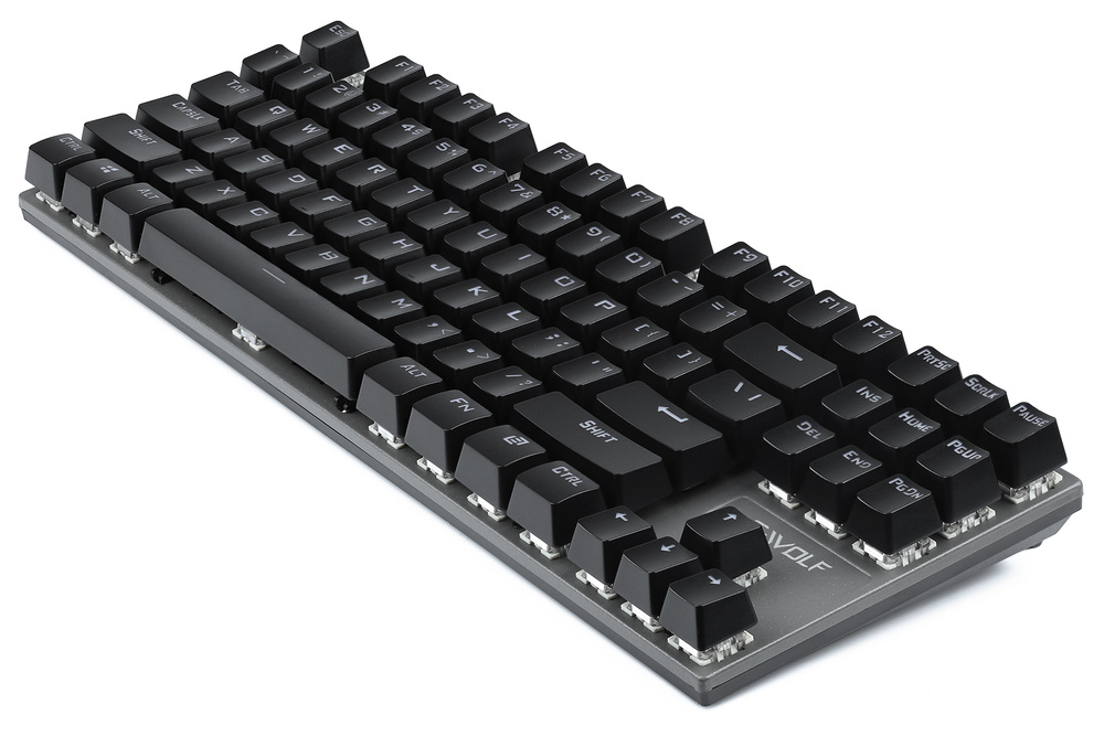 Herní mechanická klávesnice s RGB LED podsvícením, TKL bez numeriky, modré spínače