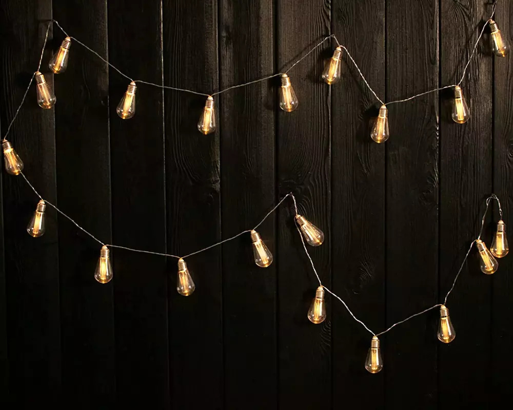 LED solární zahradní girlanda 20 LED žárovek, 6m teplá bílá