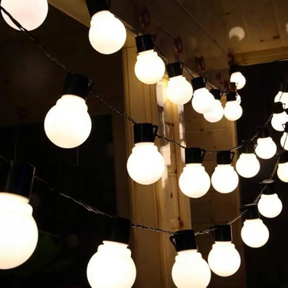 LED solární zahradní girlanda 10 LED žárovek, 5m teplá bílá