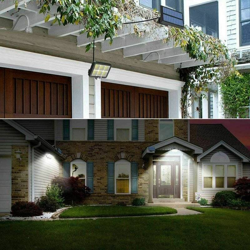 Sada 5ks LED solární světlo - reflektor 120 COB LED s modulárním solárním panelem, pohybový a soumrakový senzor, s dálkovým ovládáním