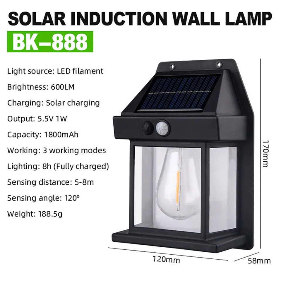 Sada 5ks solární nástěnné světlo s detektorem pohybu RETRO 600LM 120°