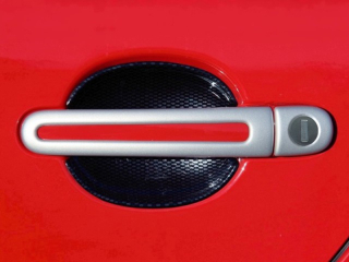 Kryty klik - oválný otvor, stříbrné matné (4+4ks dva zámky) - Škoda Octavia II. Facelift