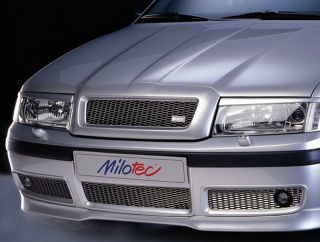 Třídílná mřížka nárazníku, nerez s mlhovkami - Škoda Octavia I. Facelift