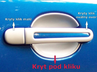 Kryty pod kliky malé, ABS stříbrný matný, 4ks - Škoda Fabia I.